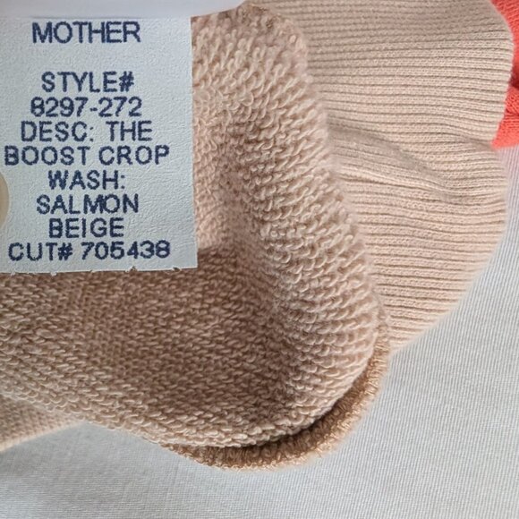 MOTHER The Boost Crop Salmon Beige Sweatshirt NEW - Picture 7 of 8
